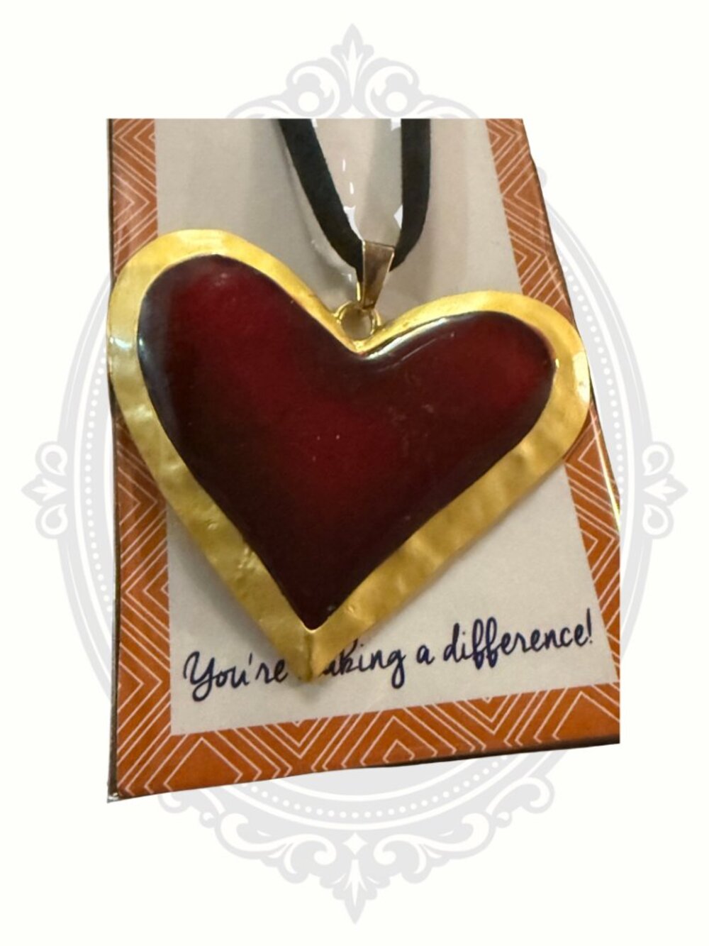 ClaudiaG Oversized Burgundy Red Heart Necklace NWT Rare Boutique Statement Piece
